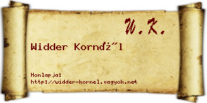 Widder Kornél névjegykártya