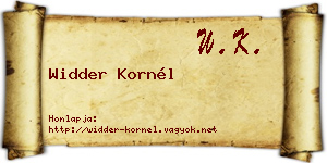 Widder Kornél névjegykártya
